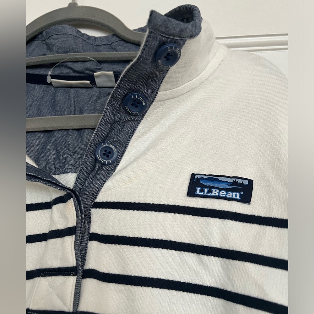 LLBean striped button sweater - Picture 3 of 6